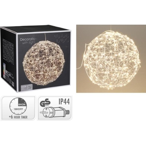 SFERA METALLO ARGENTO 300 LED D.25